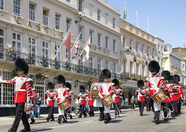 The Castle Hotel Windsor changing of the guards red flag