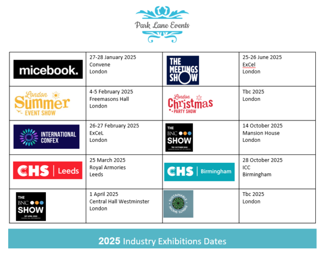 Exhibitions for 2025 - Park Lane Events